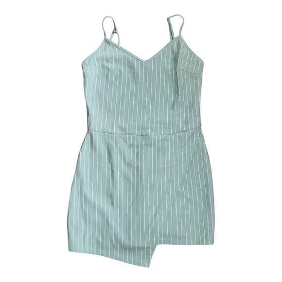 Popular Basics Pants - Popular Basics Romper Womens Size M Medium Blue Striped Summer Date Party
